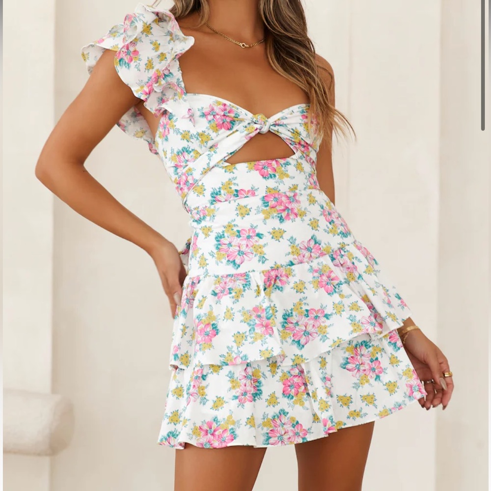 HELLO MOLLY Ruffled Out Dress White